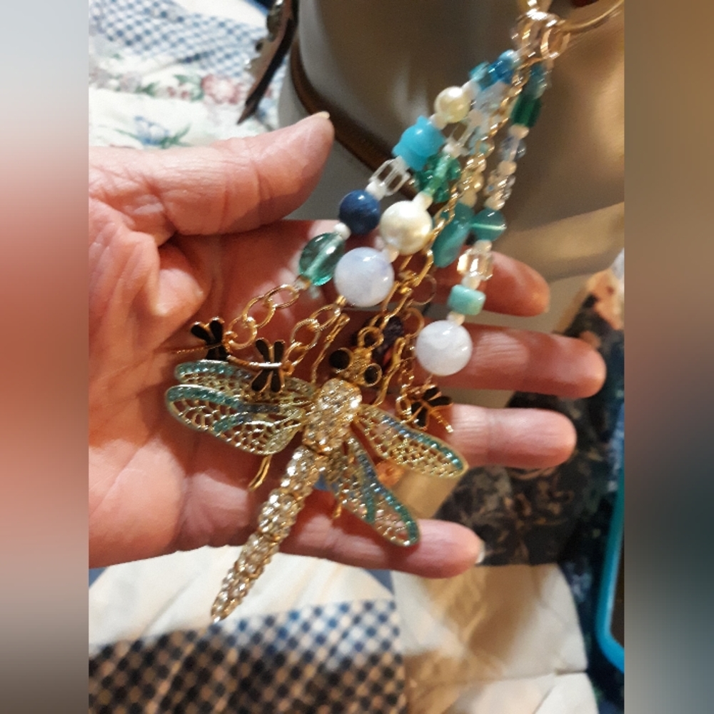 Hand crafted dragonfly purse charm #9